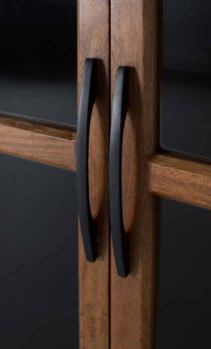 GINER Y COLOMER Vitrina 2 Puertas - Buffet vitrine 2 portes en bois de manguier et structure métal, 180x90x40 cm, couleur noyer et noir